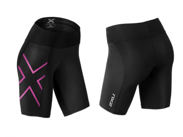 2XU Mid-rise Kompression Short Schwarz/Violett Damen WA3027bINK/CHP