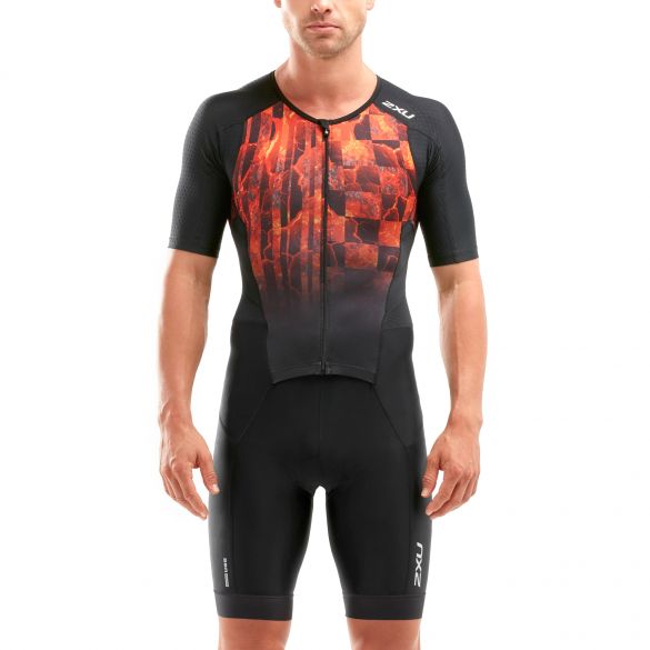 2XU Perform Kurzarm Trisuit Schwarz/Rot Herren MT5525D-BLK/FOM