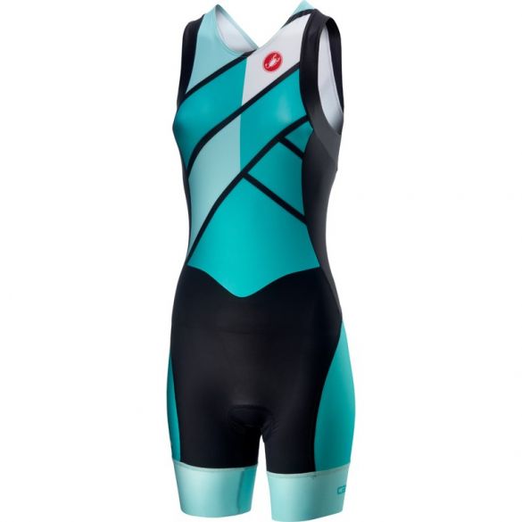 Castelli Short distance W race Trisuit Rückreißverschluss Ärmellos Grün/Blau Damen 18120-044