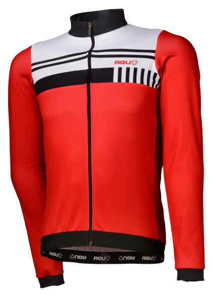 Agu Naro Radtrikot lange Ärmel Rot/weiß Herren 440598