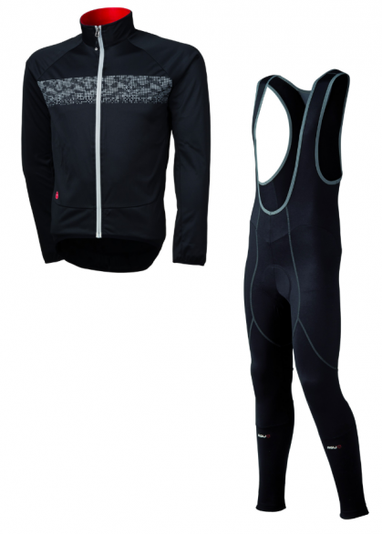 Agu Inverno light Radhose lang mit Sitzpolster + Nova Hivis Radjacke Schwarz Herren 402572+441045