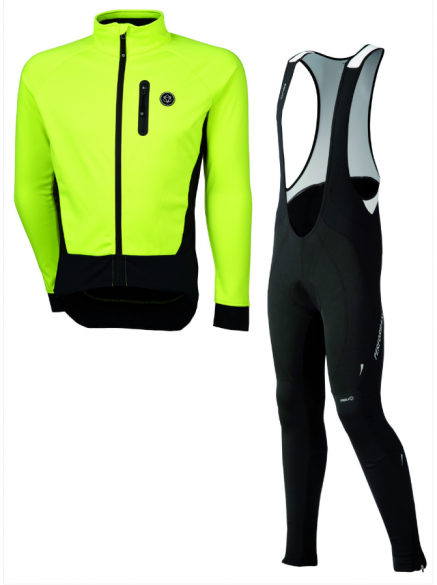 Agu Tarvisio WIND Radhose lang mit Sitzpolster + Tirano Radjacke Gelb Herren 402579+441050
