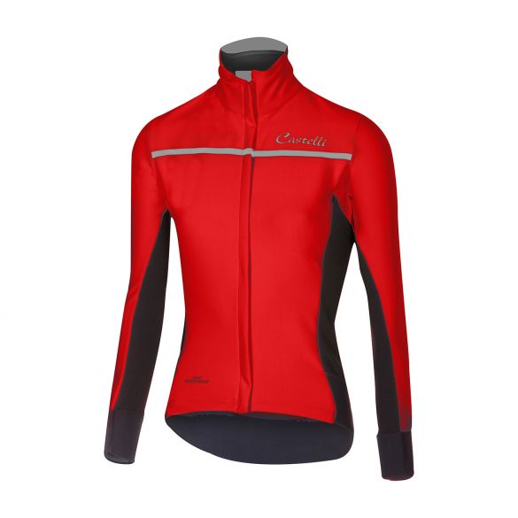 Castelli Trasparente 3 W Radtrikot lange Ärmel Rot Damen 16544-123