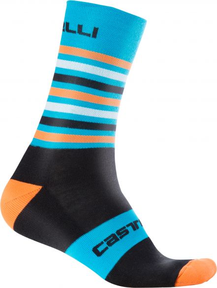 Castelli Gregge 15 Radsocken Schwarz/Blau/Orange Herren 17560-361