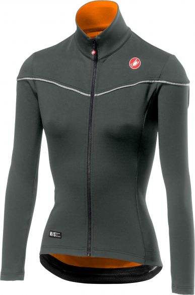 Castelli Nelmezzo ros W Radtrikot lange Ärmel Forest Grau Damen 18544-089