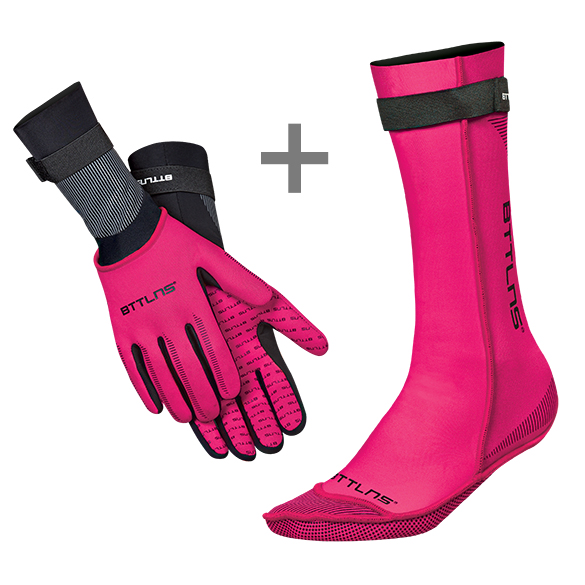 BTTLNS Neopren Schwimmsocken und Schwimmhandschuhe Vorteilspaket Rosa 0120016-072