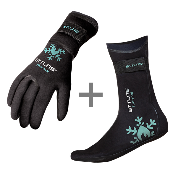 BTTLNS Neopren Thermal Schwimmhandschuhe und Schwimmsocken Vorteilspaket mint 0121021-036