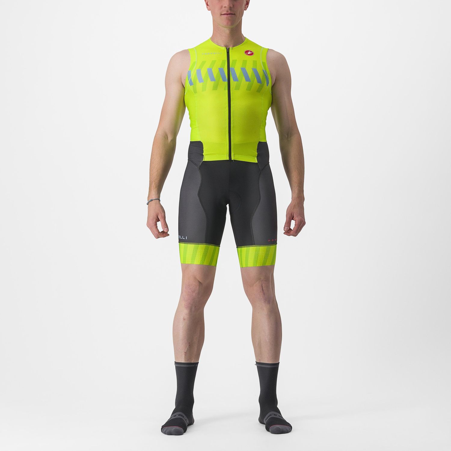 Castelli Free Sanremo 2 Trisuit ärmellos Grun/Gelb Herrren 8622090-383