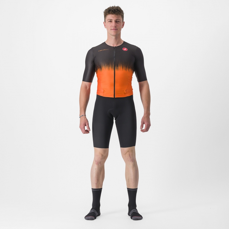 Castelli Sanremo Ultra speed suit Trisuit Kurzarm Schwarz/Orange Herren 8623079-034