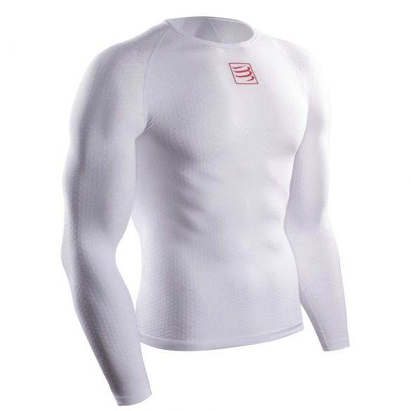 Compressport 3D thermo ultralight shirt lange Ärmel Unterwäsche Weiß TS3D-LS00