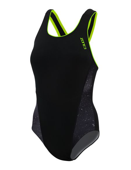 Zone3 Cosmic Classic Badeanzug Schwarz/Gelb Damen SW18WCOC115