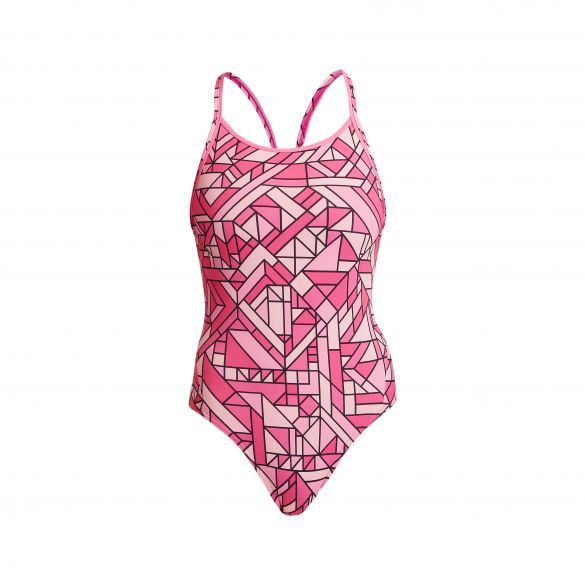 Funkita Pink Pieces Diamond Back Badeanzug Damen FS11L71028
