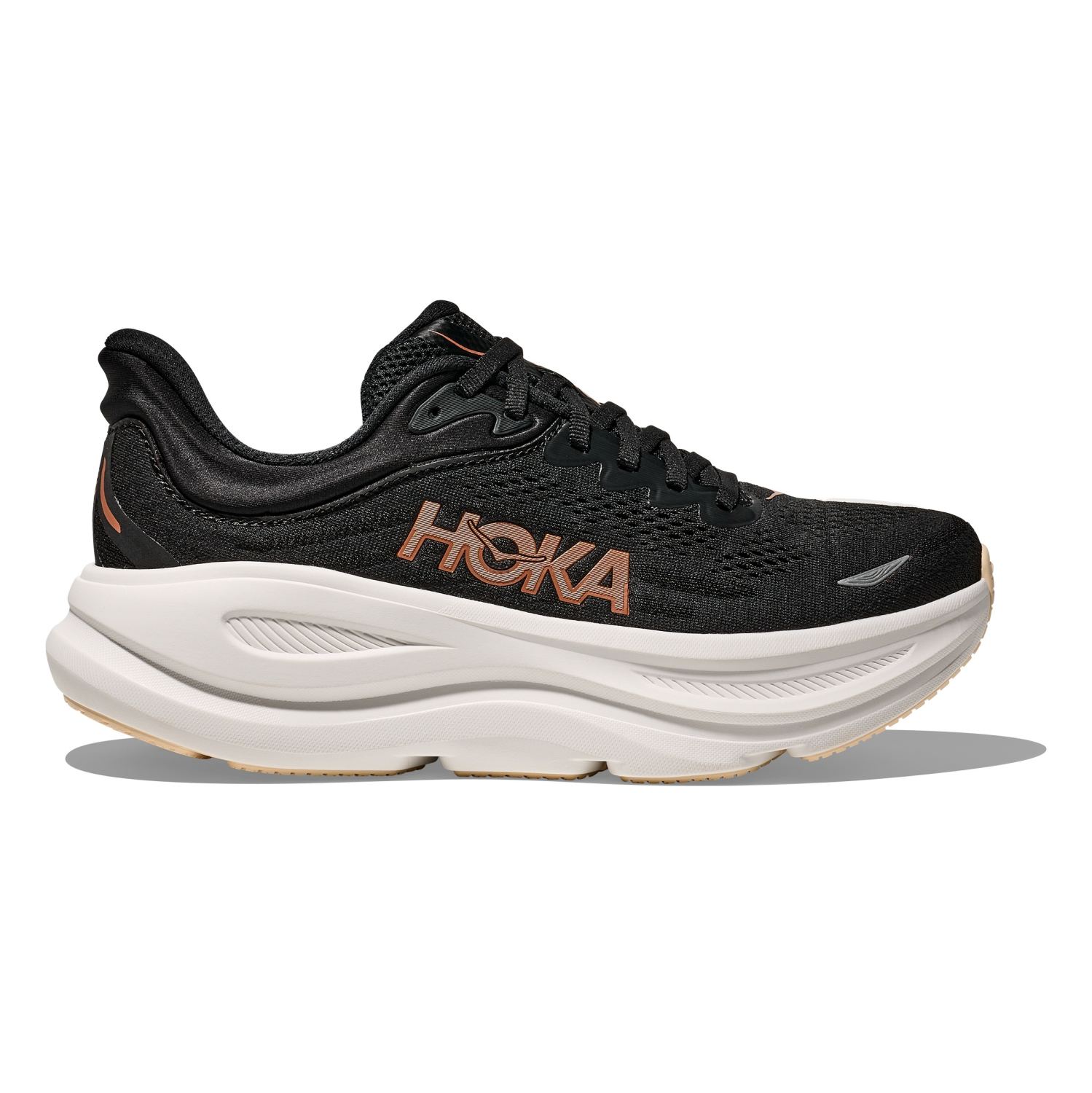Hoka Bondi 9 Laufschuhe schwarz/rosa gold Damen 1162012-brgl