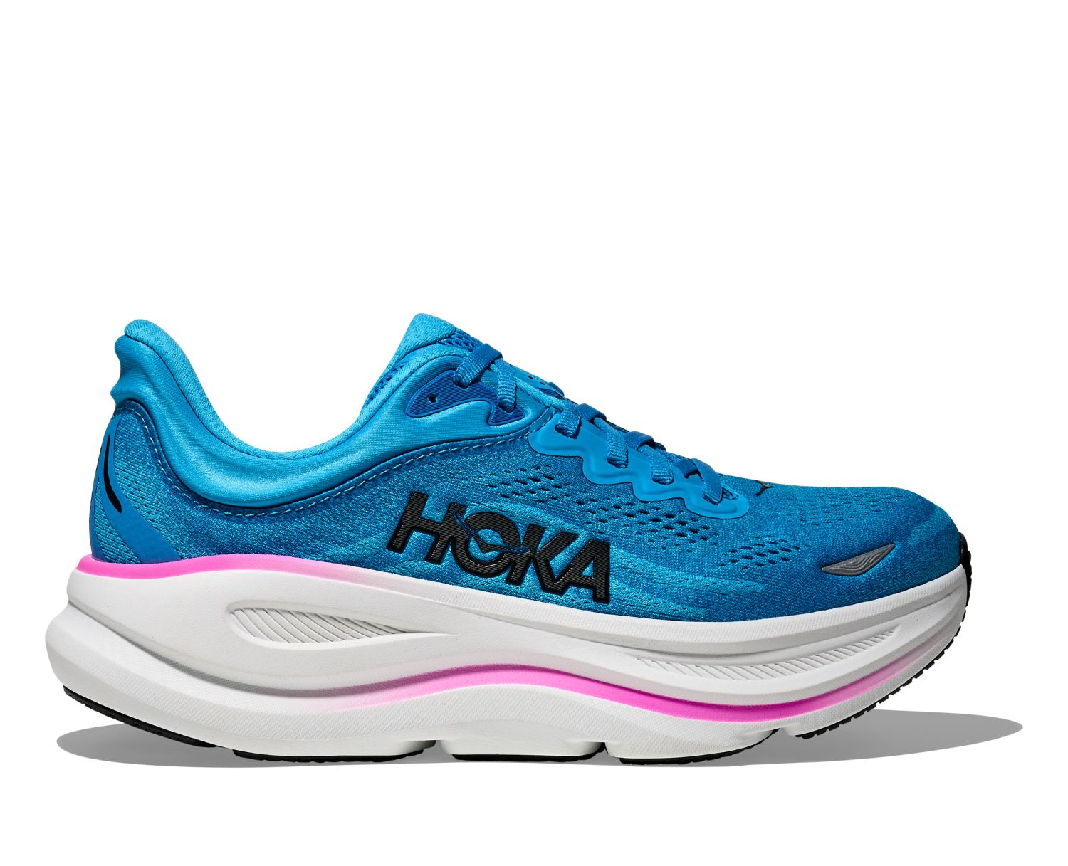 Hoka Bondi 9 Laufschuhe Skyward Blue/Neon Fushia Damen 1162012-SNNF