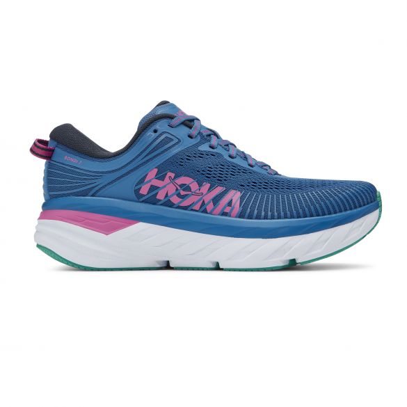 Hoka One One Bondi 7 Laufschuhe Blau/Rosa Damen 1110519-VBPP