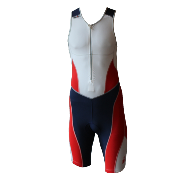 Ironman Trisuit front zip ärmellos Bodysuit Weiß/Blau/Rot Herren IM8507-03/41