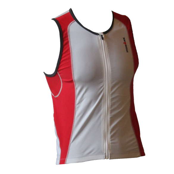 Ironman Tri top front zip ärmellos 2P Weiß/Rot Herren IMT0203-03/05