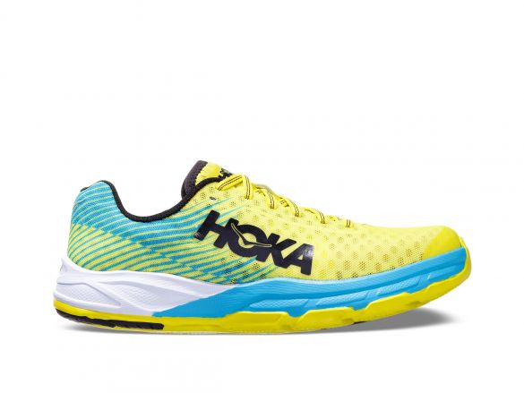 Hoka One One Evo Carbon Rocket Laufschuhe Blau/Gelb Herren 1100049-CCYN