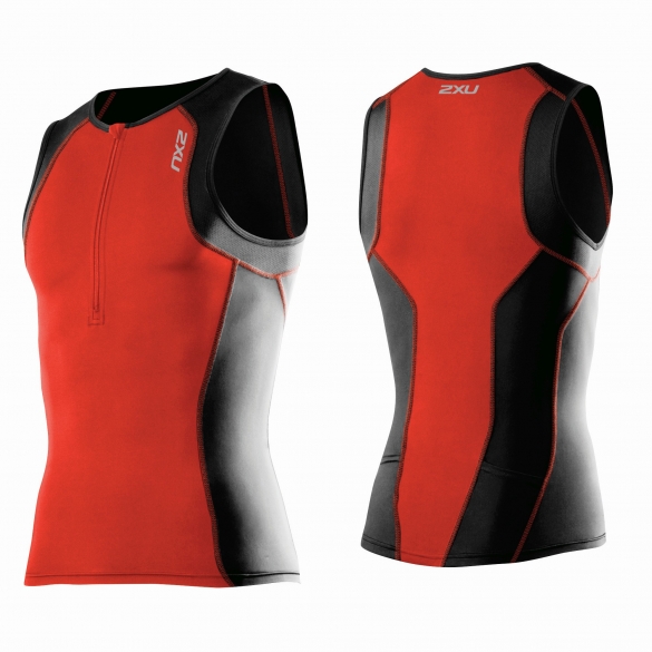 2XU G:2 ActiveTri singlet Schwarz/Rot Herren MT3107a