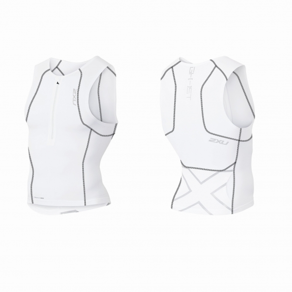 2XU GHST Tri singlet Weiß/Schwarz Herren MT3603a