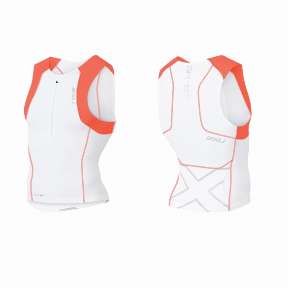 2XU GHST Tri singlet Weiß/Orange Herren MT3603a
