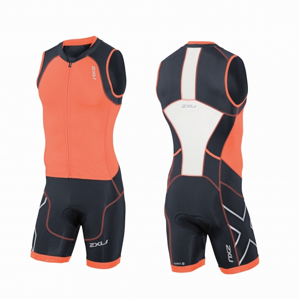 2XU Compression Full Zip trisuit Orange/Schwarz Herren MT3614d