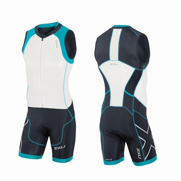 2XU Compression Full Zip trisuit Weiß/Schwarz/Blau Herren MT3614d