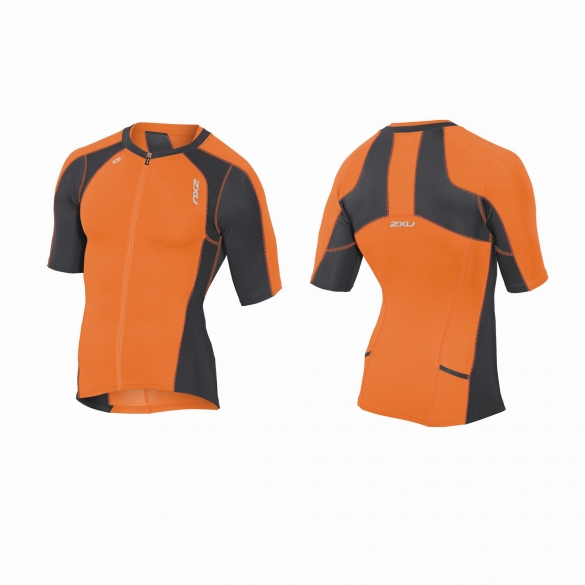 2XU Compression sleeved tri top Orange/Schwarz Herren MT3615a