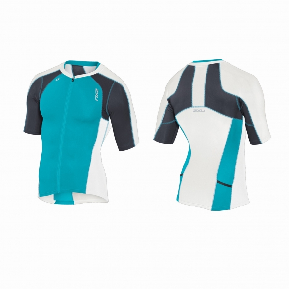 2XU Compression sleeved tri top Weiß/Schwarz/Blau Herren MT3615a