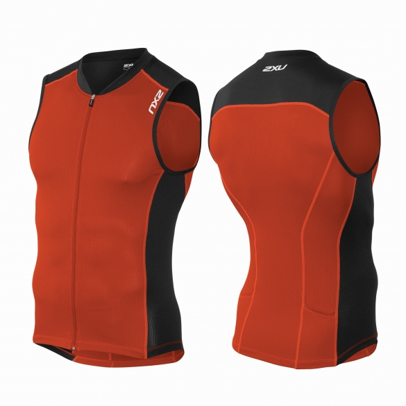 2XU Active Multi-sport Tri singlet Schwarz/Rot Herren MT3642a