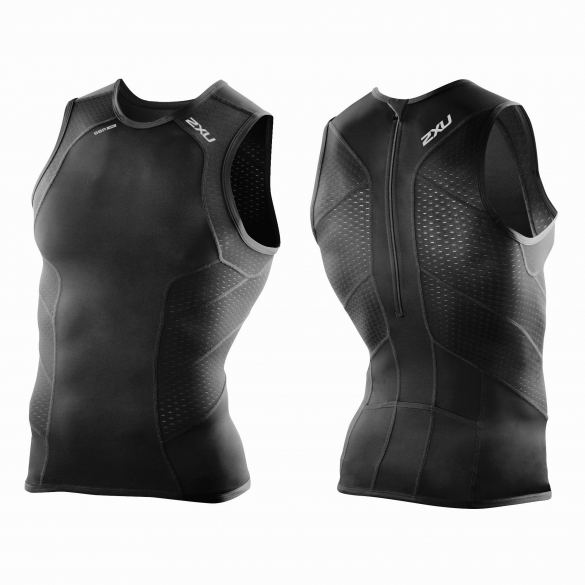 2XU Perform Rear Zip Tri singlet Schwarz Herren MT3862a
