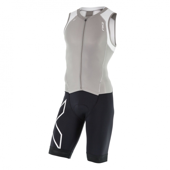 2XU Compression Full Zip trisuit Schwarz/Grau/Weiß Herren MT4443dFRG/WHT