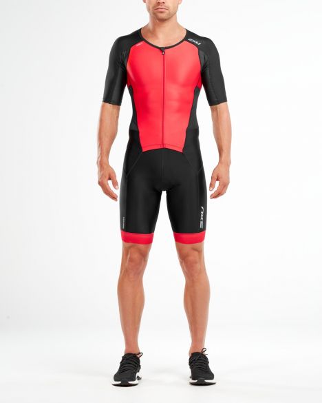 2XU Perform Kurzarm Trisuit Schwarz/Rot Herren MT4847d-BLK/TRD