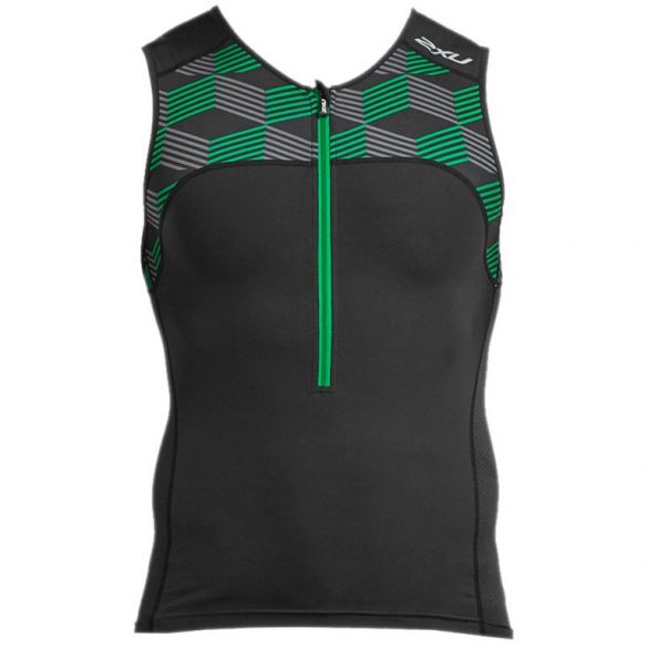 2XU Active Ärmellos Tri Top Schwarz/Grün Herren MT4863a-BLK/RJG