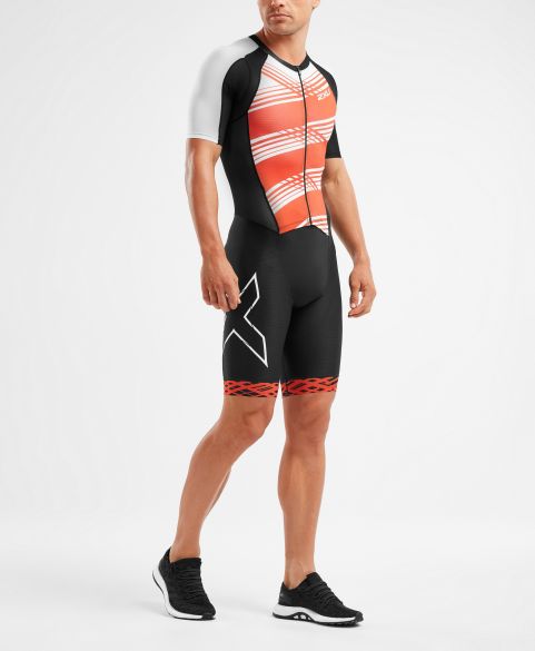 2XU Compression Kurzarm Trisuit Schwarz/Rot Herren MT5516D-BLK/WFL