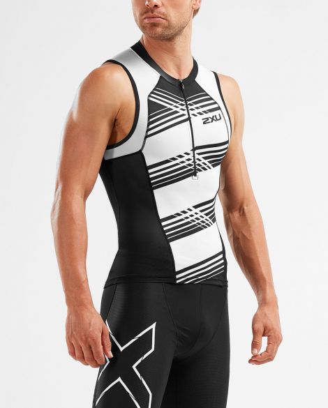 2XU Compression Ärmellos Tri Top Schwarz/Weiß Herren MT5519a-BLK/BLW