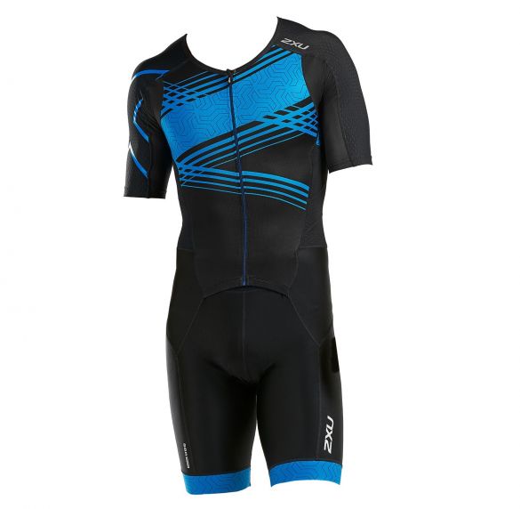 2XU Perform Kurzarm Trisuit Schwarz/Blau Herren MT5525d-BLK/SBP