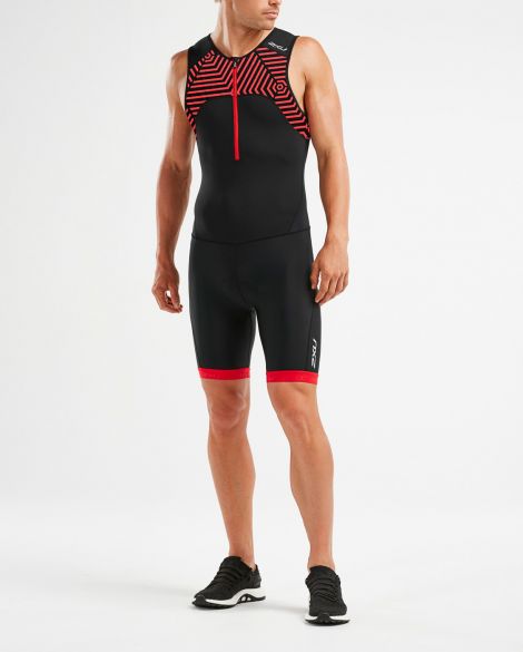 2XU Active Ärmellos Trisuit Schwarz/Rot Herren MT5540d-BLK/FSL-VRR
