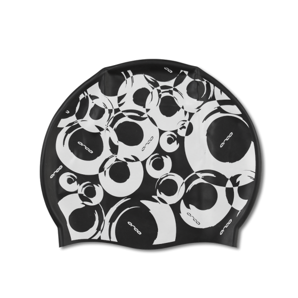Orca Silicone Badekappe swim cap Schwarz print FVA101