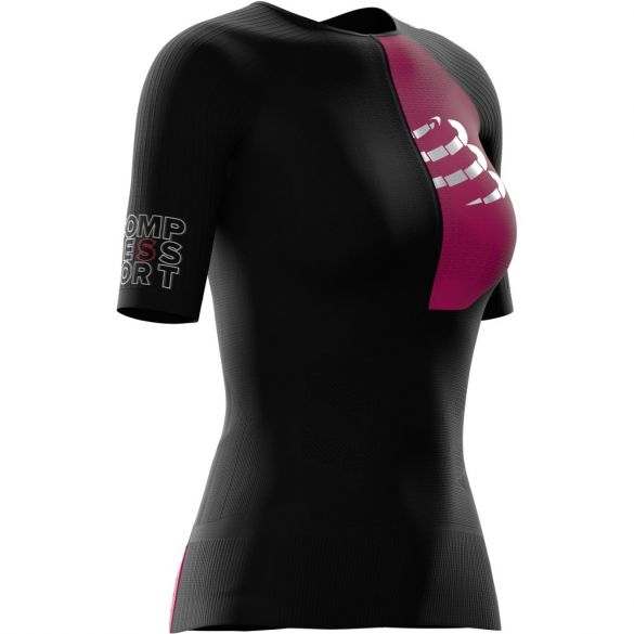 Compressport Postural Aero Kurzarm Compression Tri top Schwarz Damen TSTRIV2W-SS99