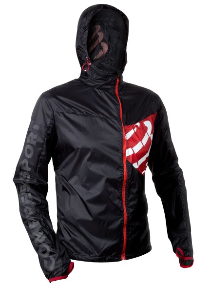 Compressport Trail hurricane jacket Laufjacke Schwarz WSTR-LS99