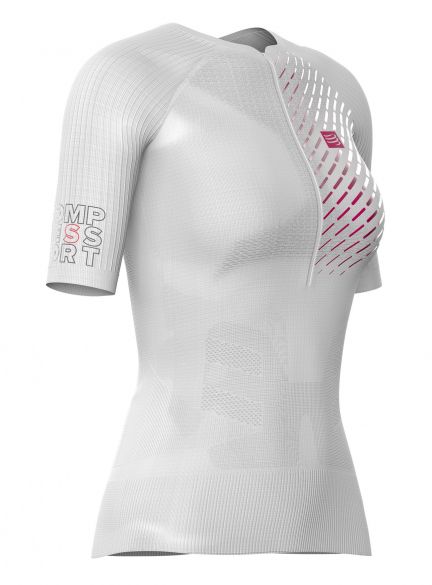Compressport Trail running postural Kurzarm Compression top Weiß Damen TSTRV2W-SS00