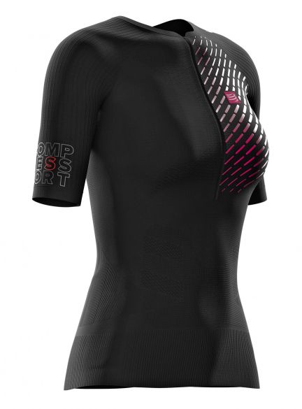 Compressport Trail running postural Kurzarm Compression top Schwarz Damen TSTRV2W-SS99