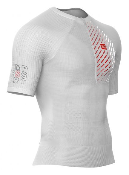 Compressport Trail running postural Kurzarm Compression top Weiß Herren TSTRV3-SS00