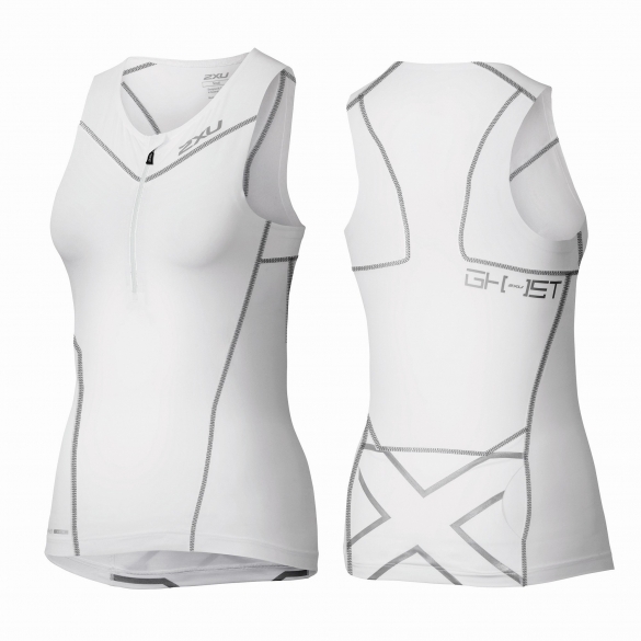 2XU GHST Tri singlet Weiß/Schwarz Damen WT3607a