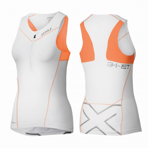 2XU GHST Tri singlet Weiß/Orange Damen WT3607a