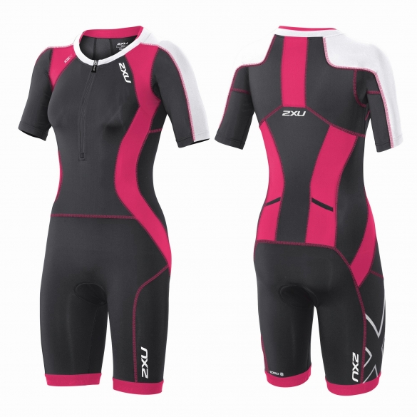 2XU Compression Full Zip sleeved trisuit Schwarz/Rosa Damen WT3618d