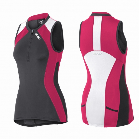 2XU Compression Tri singlet Schwarz/Rosa Damen WT3620a