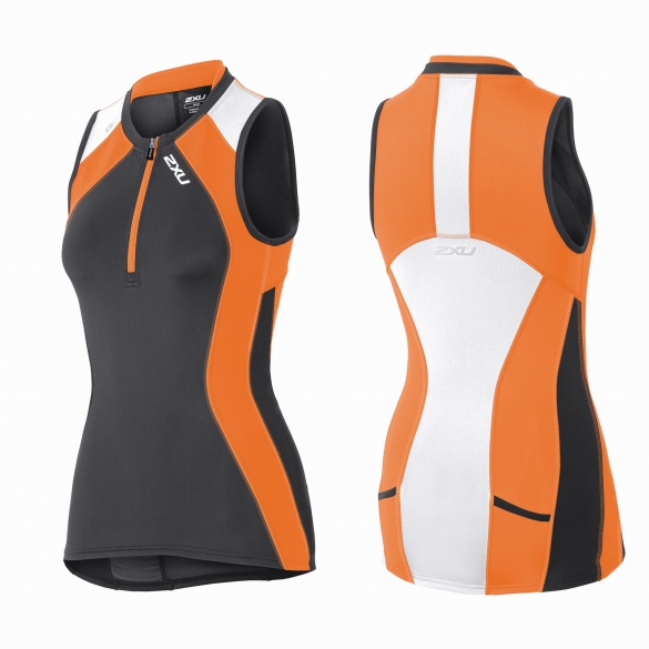 2XU Compression Tri singlet Schwarz/Orange Damen WT3620a