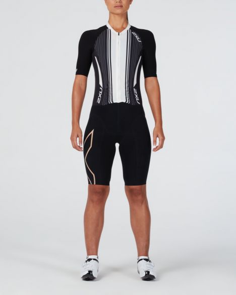 2XU Project X Kurzarm Trisuit Schwarz/Weiß Damen WT4836d-BLK/WTG